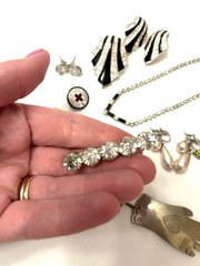 Vintage Silver Tone Rhinestones Earrings Pendant Avon Nina Ricci Lot Unbranded