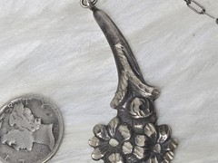 Antique Sterling Silver Floral Rose Necklace 17″ Art Nouveau Art Deco Vintage