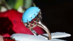 10k rose gold size 3 ring 2.50ct turquoise solitaire 1890’s antique 2.71gr N3188