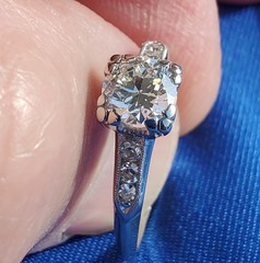 Original EARTH MINED DIAMOND Deco Engagement RING Vintage PLATINUM Solitaire 1 C