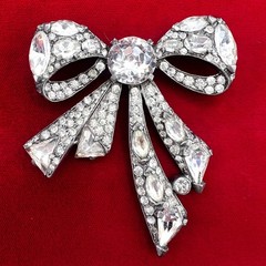 Rare 1942 Eisenberg Original Rhinestone Bow Brooch Patent Book Piece F. Nathan