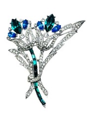 Vintage Weiss Rhinestone Jeweled Flower Bouquet Brooch Nice