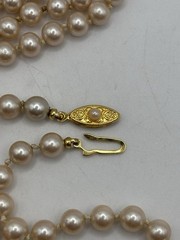 Retro 56 Inch LONG Hand Knotted Champagne Faux Pearl Made In Japan Necklace
