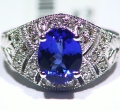 3.00CT 14K Gold Natural Tanzanite Diamond Vintage Halo Wedding Engagement Ring