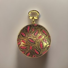 Vintage KARU Gold Tone Enamel Paisley Convertible Brooch Pendant 1960s-70s