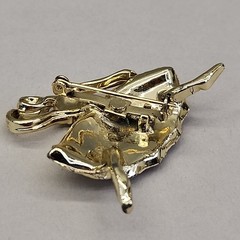 Vintage Ballerina Brooch Pink Rhinestones Gold Tone Speckled 1 5/8″