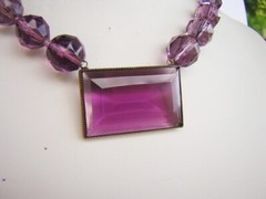 1920’s ART DECO Enchanting PURPLE GLASS & BOLD Crystals NECKLACE