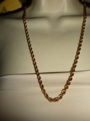 MONET SIGNED HEAVY GOLD TONE 11″ TWISTED ROPE CHAIN 1/4″ W NECKLACE #23/5A