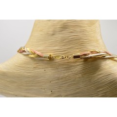 Vintage Multi-Chain Necklace Silver Gold Bronze Braided Chain NOS 1980s Bin3A