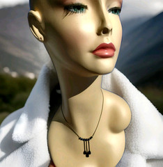Original STERLING SILVER 925 Deco Modernist Rare Necklace Vintage Sapphire Paste