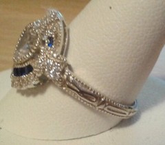 Vintage 2CT Heart Shape Diamond Lab-Created Engagement Ring 14K White Gold Over