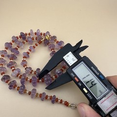 Vintage Hand Carved Amethyst Melon Bead Necklace