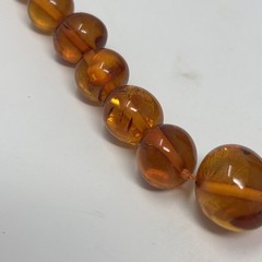 Vintage Honey Amber Necklace Graduated Round Beads Screw Clasp Faceted