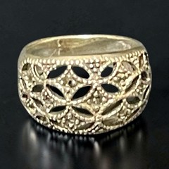 Sterling Silver Cut Out/Filigree Wide Dome Style Cocktail Ring Size 6 Vtg