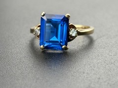 Vintage Kimberly 10K Gold, 3.7 ct Blue Tanzanite & Spinel Ring Size 6 – 2.7 gm