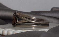 Vintage Mexico Sterling Silver & 10k G.F Ruby Cross Cuff 25.2G / 6.25in
