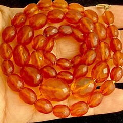 Antique Königsberg Baltic Amber Necklace, Faceted Graduated Beads, Natural Amber