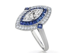 1Ct White Marquise Cut Art Deco Halo Engagement Wedding Ring 925 Sterling Silver
