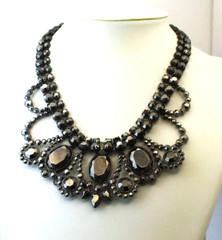 Vintage MASSIVE CAROLEE LUX Gun Metal Grey Statement Necklace 6710