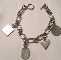 Sterling Silver Charm Bracelet 33.6 Grams 4 Charms No Monograms 7” 925marked