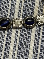 Lot Of 2 VTG Styled Bracelets Turquoise Cuff Blue Cat Eye Link Bracelet Unmarked