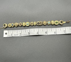 VTG Goldette Slide Bracelet Victorian Revival Multi Stone Crescent Moon