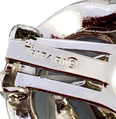 TRIFARI Fold Over Swirl Silver Tone Vintage 1950s Clip Earrings 1″