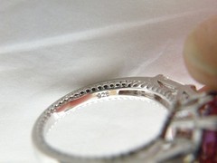 Vintage Sterling Silver 925 Simulated Pink Sapphire Unique Ring Size 7