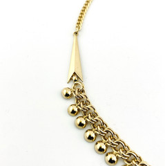 Vintage B&B Gold Filled Curb Chain Necklace Ball Fringe 15.5in Signed