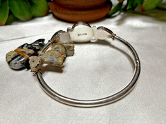 Vintage Tibet/Nepal Sterling Silver Coral Turquoise Inlaid Bone Tribal Bracelet