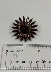 Brown Rhinestone Starburst Brooch 1.5”