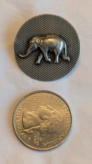 BEAU Sterling Silver Elephant Brooch Pin Vintage Animal Textured Round 7g