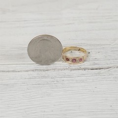 Victorian Ruby Diamond 14K Yellow Gold Band Ring 7 Simple Antique Luxury Flush
