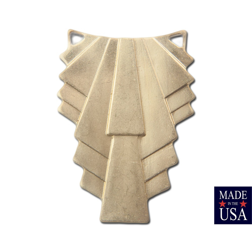 2 Loop Raw Brass Deco Pendant Connector 31x21mm (2) mtl460A
