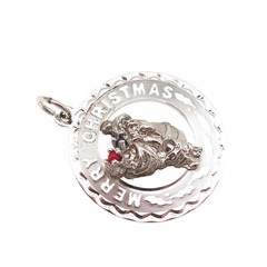 ELCO 925 Sterling Silver Vintage Rhinestone Santa Merry Christmas Charm Pendant