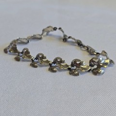 Vtg Sterling Silver Leaf Bracelet 7.32g Fine Jewelry 7.25″ Floral Fold Over