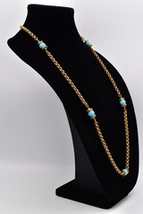 Accessocraft NYC Vintage Station Chain Necklace Turquoise Beaded Signed BinBE