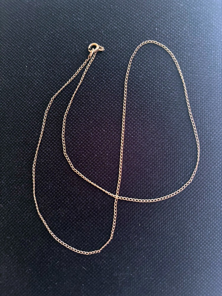 Vintage 12K Gold-Filled Curb Link Chain Necklace, 16″, Delicate – FREE SHIPPING