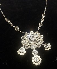 Antique Edwardian/Deco Style Necklace, Paste Rhinestone, Rare Drop Neck, 28 Inch