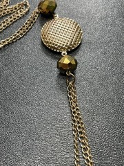 Vintage 28” Metallic Gold Faceted Beaded Chain Tassel Charm Necklace