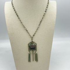 Vintage EDLEE Poured Glass Necklace Amethyst Gropoix Style Tassel Etruscan