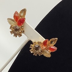 D&E Juliana Pink Givre Earrings Crystals Climber Gold Tone 1.75″
