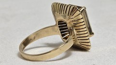 VINTAGE 14k Gold 5.2 DWT MCM Emerald Cut Smokey Quartz Cocktail Ring Size 9