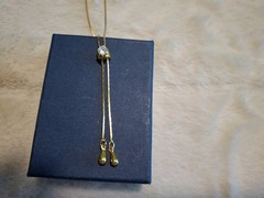 Vintage Slide Necklace Gold Tone Cubic Zirconia 1980s