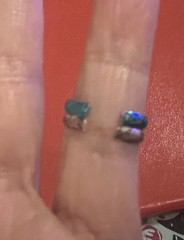 Vintage 90s Toe Ring “Twofer” a Teal Anodized & a Hammered Silver Boho Beach