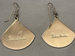 Vintage Laurel Burch Earrings Willow Branch Fan Dangle French Wires Scrapes Back