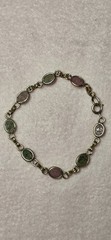 VTG 1/20 14K GOLD FILLED MULTI GEMSTONES CARVED BRACELET 7.5″ L