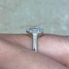 Art Deco Style Asscher Lab Created Doiamond 14K White Gold FN Engagement Ring