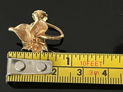 Vintage Solid 14K gold Flower pin and matching Screw back earrings, Fisher DsVa