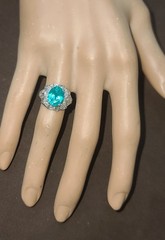 Vintage Filigree Platinum Engagement Ring 4.10ct. Blue Neon Tourmaline Oval Cut